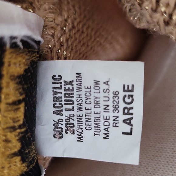 Bentley Vintage Gold Sparkle Cardigan Sweater Button down Collar Size Large - Picture 4 of 5